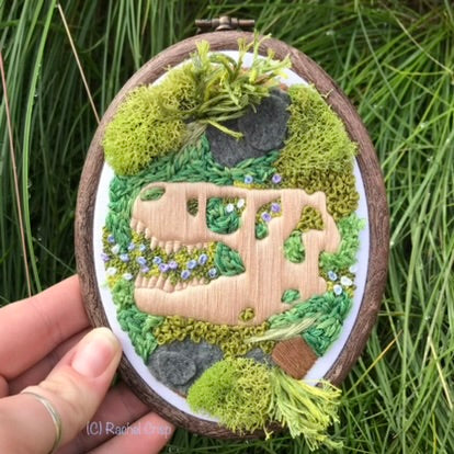 8" Diameter Dinosaur Embroidery (PRE-ORDER)