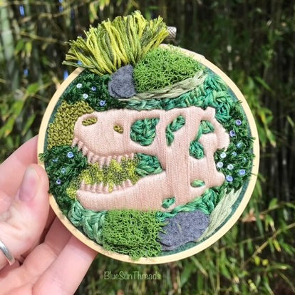 8" Diameter Dinosaur Embroidery (PRE-ORDER)